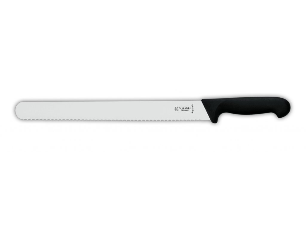 Nůž na šunku a uzeniny s vlnkovým ostřím, černý, délka vlnkového ostří 36 cm, GIESSER