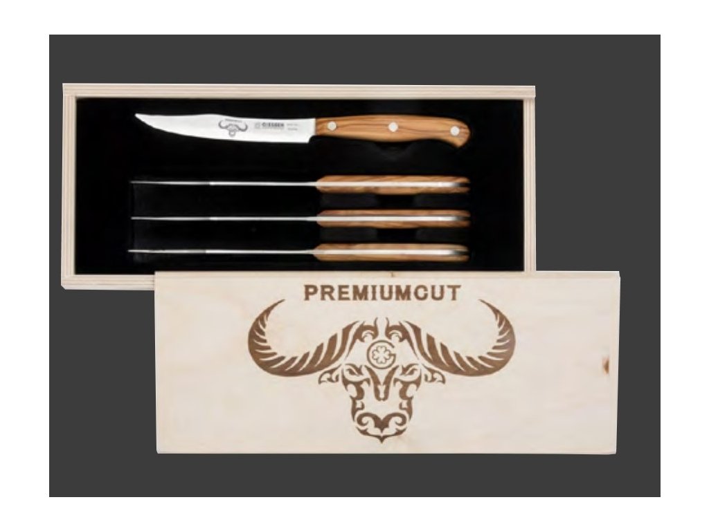 Exkluzivní edice Premium Cut - oliva, sada 4 steakových nožů, délka ostří 12 cm, GIESSER