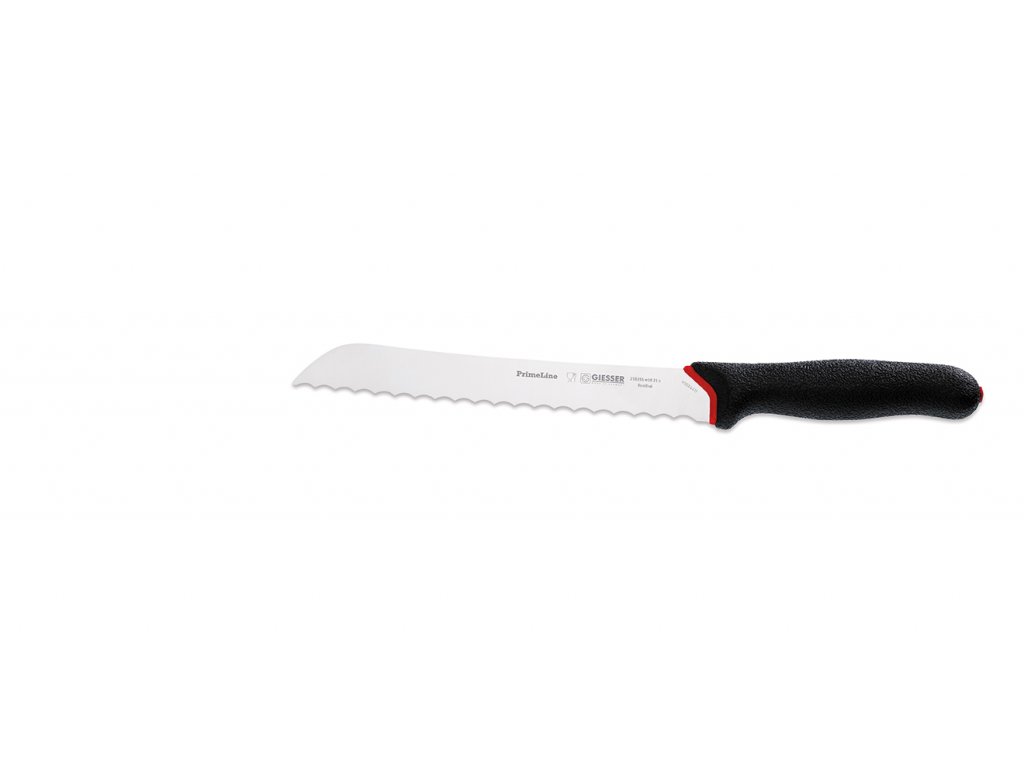 Nůž na chléb s vlnkovým ostřím, délka 21 cm, černý, GIESSER - PrimeLine
