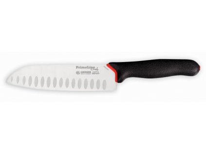 Nůž japonského typu SANTOKU s výbrusy v čepeli, černý, délka ostří 18 cm, GIESSER - PrimeLine