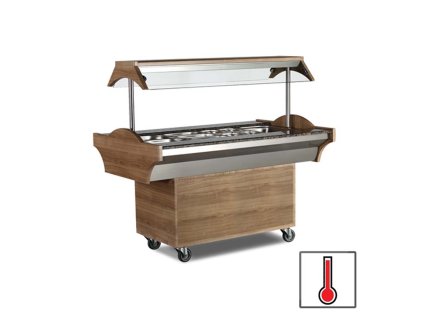 Ohrevný bufetový stol – 3 GN1/1 - lieskový orech