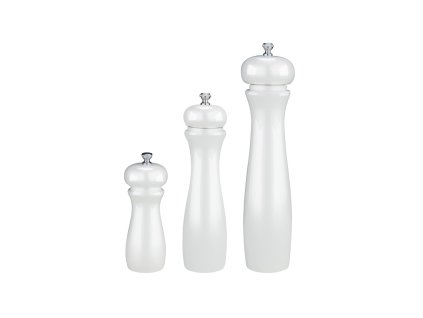 Drevený mlynček na soľ a korenie – biely 12 cm