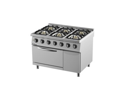 Plynový sporák 900 so 6 horákmi - elektrickou rúrou GN2/1 - 1200x900x900 mm