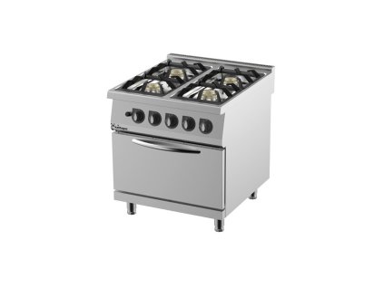 Plynový sporák 900 so 4 horákmi - elektrickou rúrou GN2/1 - 800x900x900 mm