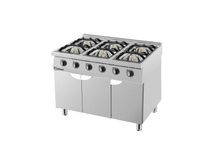 Plynový sporák 900 so 6 horákmi - s dvierkami - 1200x900x900 mm