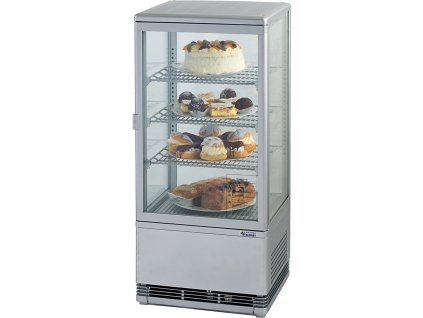 Vitrína na zákusky alebo nápoje strieborná – 78 l – 160 W