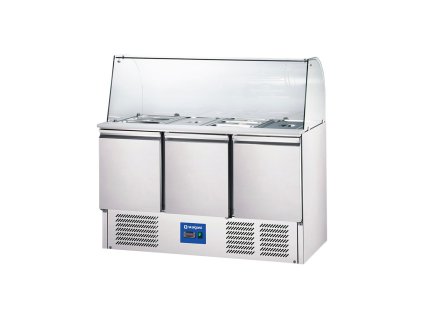 Trojdverová saladeta s oblou sklenenou nadstavbou