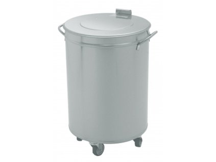 Nerezový odpadkový kôš, 90 l – pojazdný