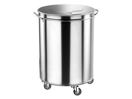 Nerezový odpadkový kôš, 50 l – pojazdný