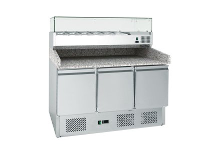 Trojdverový pizza stôl s vitrínou 6 x GN1/4
