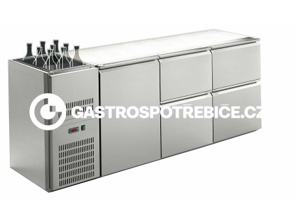 stul chladici barovy regs 314e 3sekce delky 2150mm s chlazenou vanou na napoje