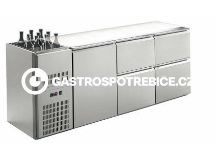 stul chladici barovy regs 306e 3sekce delka2150mm s chlazenou vanou na napoje