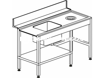 stul vstupni s drezem s odpadnim otvorem a polici 1500 x 730 x 850 mm