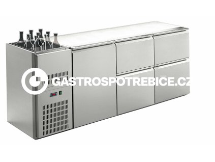 stul chladici barovy regd 314e 3 sekce delka 2150 mm s chlazenou vanou na napoje