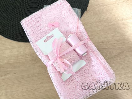 Sada na ušití dámského prádla s krajkou - růžová