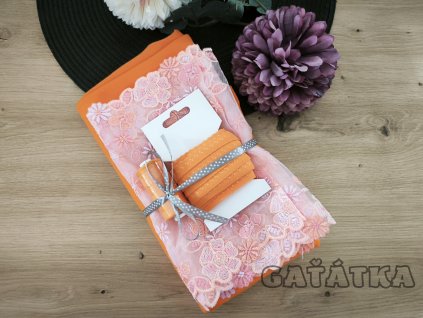 Sada na ušití dámského prádla s krajkou - oranžová