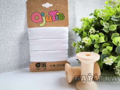 Bavlněný šikmý proužek 96% bavlny a 4% elastanu - BÍLÁ