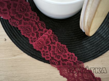 Elastická krajka 5,5cm - vínová