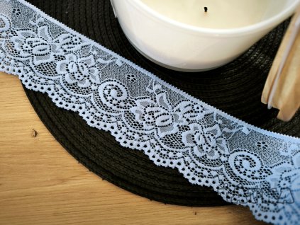 Elastická krajka 6,8cm - světle modrá