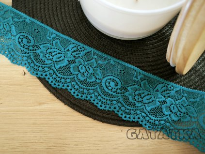 Elastická krajka 6,8cm - smaragdová