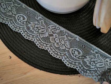 Elastická krajka 6,8cm - šedá
