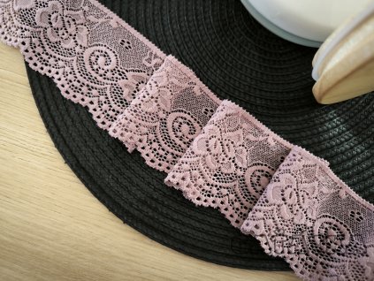 Elastická krajka 6,8cm - starorůžová