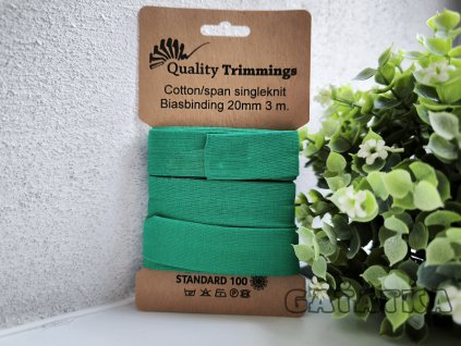 Bavlněný šikmý proužek 96% bavlny a 4% elastanu - zelená