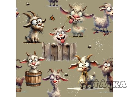 Bavlněný úplet - vtipné kozy