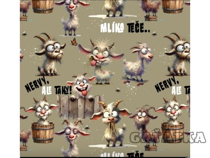 Bavlněný úplet - mléko teče