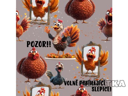 Bavlněný úplet - volně pobíhající slepice