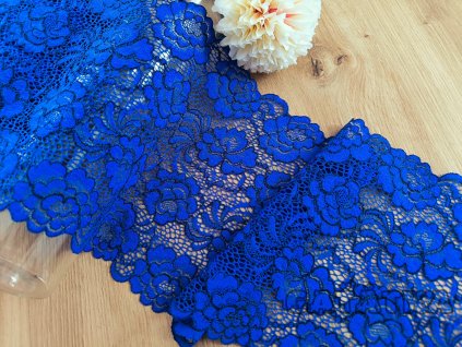 Elastická krajka v šíři 22,2cm - královsky modrá