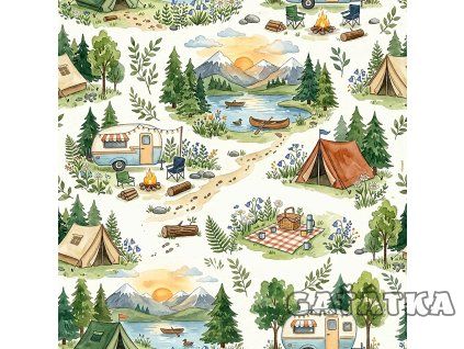 Bavlněný úplet - camping