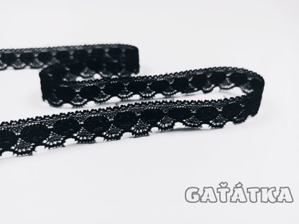 Pružná/elastická krajka 12mm - černá