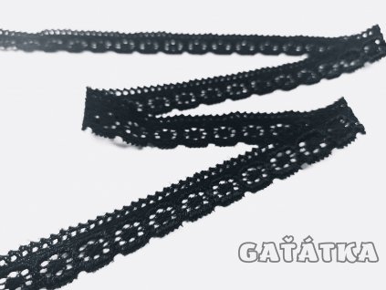 Pružná/elastická krajka 15mm - černá