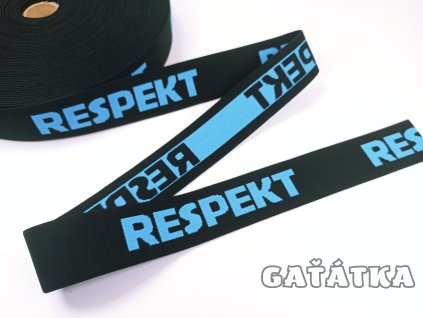 Pruženka/ guma do boxerek RESPEKT 35mm- modrý text