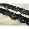 Ozdobná elastická krajka 35mm - černá
