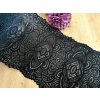 Elastická krajka v šíři 23cm - černá