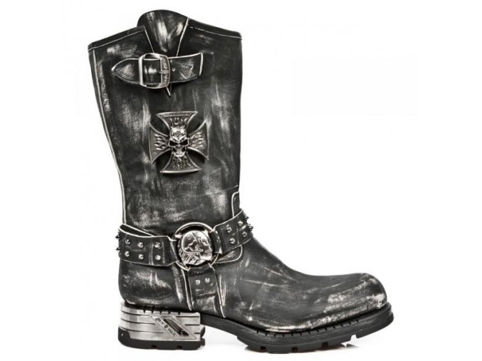 SLEVA - BOTY NEW ROCK M.MR030-S2 VINTAGE RASPADO NEGRO, MOTOROCK NEGRO T.ACERO