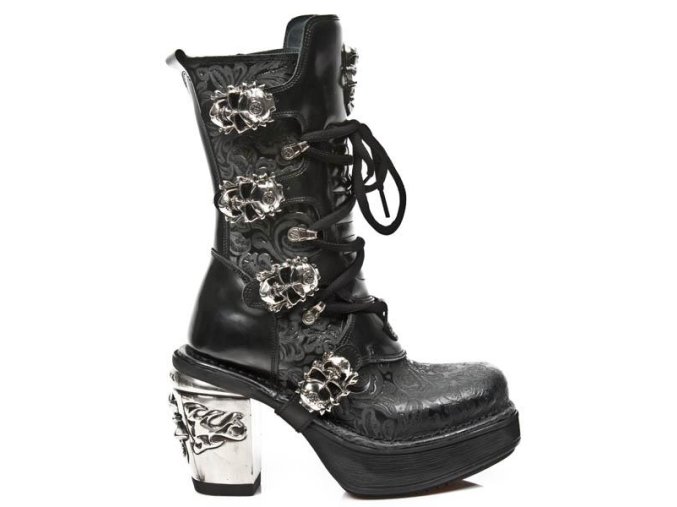 BOTY NEW ROCK M.8366-S1 VINTAGE FLOWER NEGRO, ANTIK NEGRO, T.SKULL ACERO