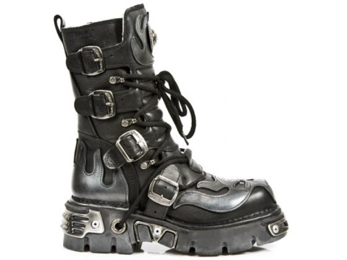 BOTY NEW ROCK M.107-S2  ITALI NEGRO, PULIK ACERO, REACTOR NEGRO TOBERAS