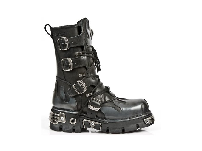 BOTY NEW ROCK M.591-S2  ITALI NEGRO Y PULIK ACERO, REACTOR NEGRO TOBERAS ORI Y C
