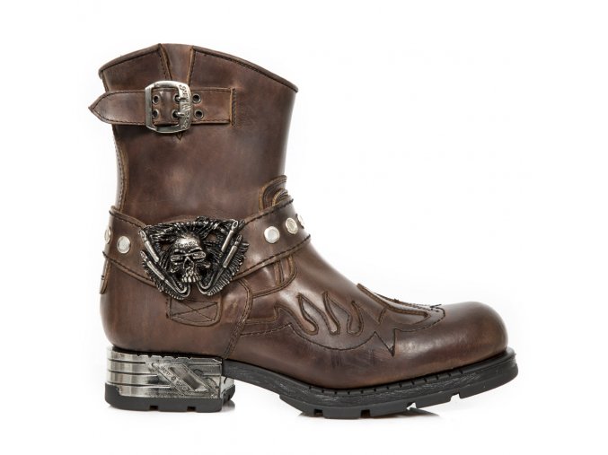 BOTY NEW ROCK M.MR041-C1 ALASKA CUERO PIEL VIVO MARRON MOTOROCK NEGRO TACO