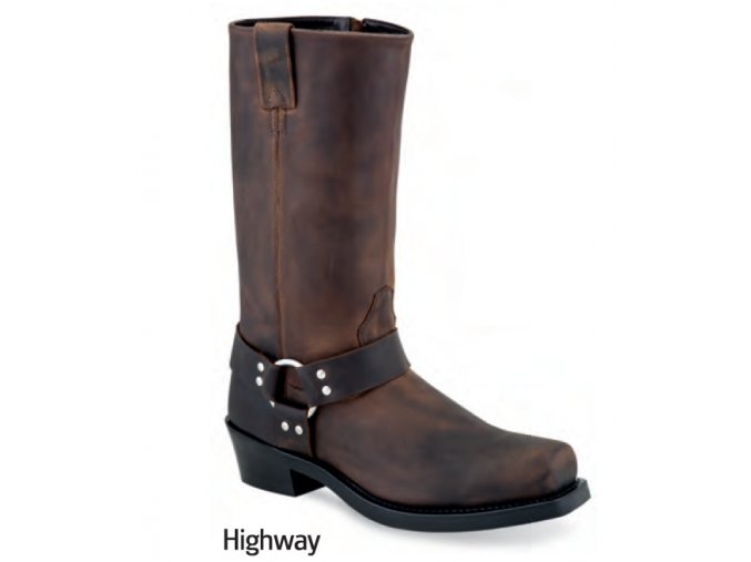 Jama Old West MB2060 HIGHWAY BROWN PULL UP unisex westernová obuv