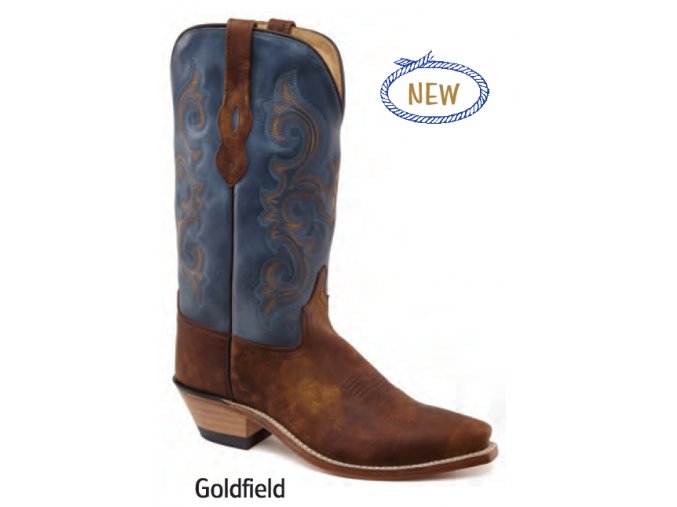 Jama Old West Boots LF1601E GOLDFIELD BROWN VINTAGE DENIM BLUE dámská westernová obuv