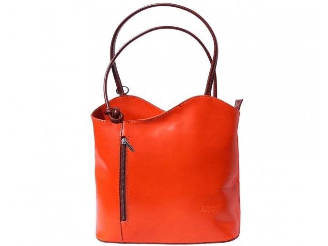 Dámská kožená kabelka Florence 207, barva:Orange/ brown