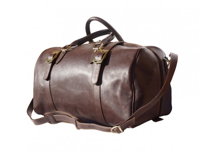 Cestovní kožená taška art. 7503 tm. hnědá