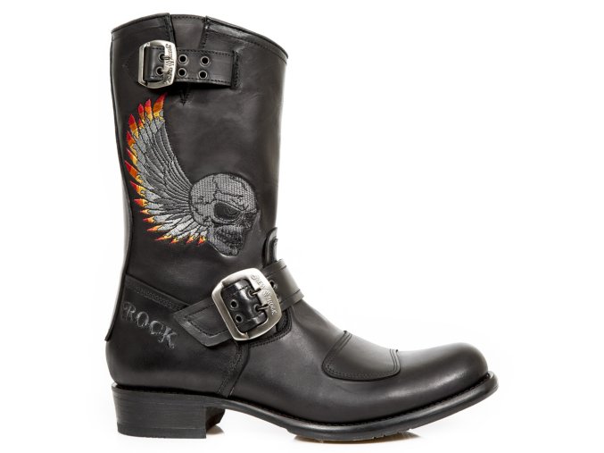 BOTY NEW ROCK M.GY32-S10 ITALI NEGRO, ITALI NEGRO, BORDADOS GRIS ALAS FUEGO