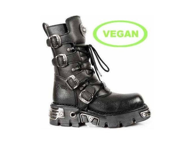 BOTY NEW ROCK M.373-S7 VEGAN NEGRO, REACTOR NEGRO TOBERAS OR (TODO SINTETICO)