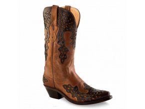 Jama Old West LF1539E HARSHAW BARNWOOD/BROWN dámská westernová obuv