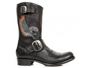 BOTY NEW ROCK M.GY32-S10 ITALI NEGRO, ITALI NEGRO, BORDADOS GRIS ALAS FUEGO